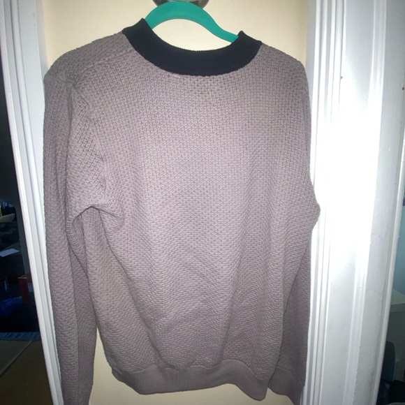 Singer + Sargent Mens L Taupe Gray Black Zip Up Honeycomb Knit Cardigan Sweater - Picture 2 of 4